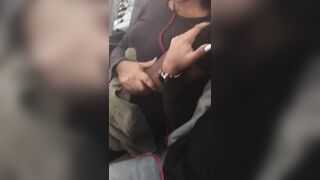 Homemade Finger Fun with Amateur Ebony Girl on Airplane