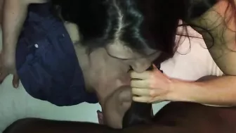 Homemade Sex with Slut Wife & Hubby Double Blowjob by BBC