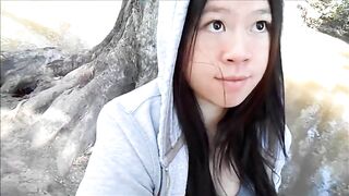 Amateur Asian Girl Gives Blowjob & Swallows Cum Outdoors
