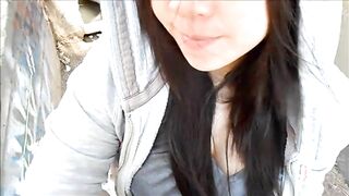 Amateur Asian Girl Gives Blowjob & Swallows Cum Outdoors