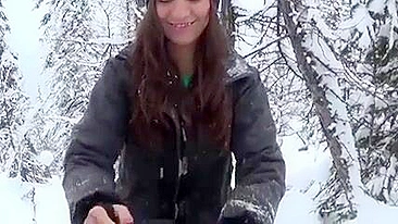 Homemade Blowjobs in the Snow with Amateur College Girlfriends