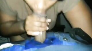 Homemade Ebony Girlfriend Amazing Blowjob with Cum Swallow