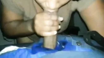 Homemade Ebony Girlfriend Amazing Blowjob with Cum Swallow