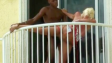 Mature Hotwife Public Balcony Sex with Big Black Cock