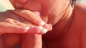 Homemade Milf Blowjob on Beach with Cum Swallowed
