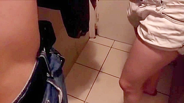 Homemade Blowjob in Public Restaurant Toilet with Girlfriend