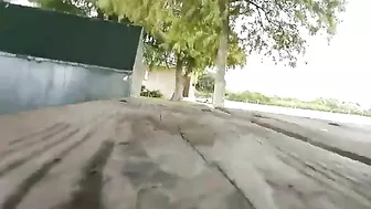 Mature MILF Fucks Herself with Big Dildo in Public Park