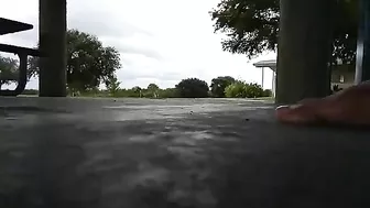 Mature MILF Fucks Herself with Big Dildo in Public Park