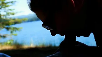 Homemade Blowjob in the Great Outdoors with Glasses