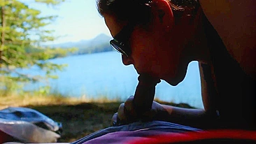 Homemade Blowjob in the Great Outdoors with Glasses