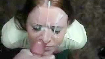 Redhead Girlfriend Messy Homemade Blowjob with Big Facial