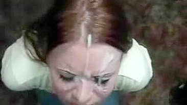 Redhead Girlfriend Messy Homemade Blowjob with Big Facial