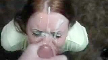 Redhead Girlfriend Messy Homemade Blowjob with Big Facial