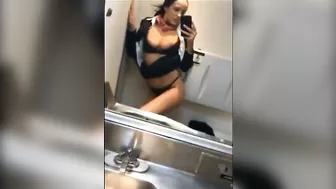 Homemade Masturbation on Airplane with Big Boobs & Tits-Amateur Public Selfie
