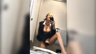 Homemade Masturbation on Airplane with Big Boobs & Tits-Amateur Public Selfie
