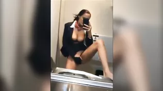 Homemade Masturbation on Airplane with Big Boobs & Tits-Amateur Public Selfie