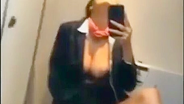 Homemade Masturbation on Airplane with Big Boobs & Tits-Amateur Public Selfie
