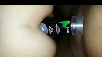 Homemade Double Penetration Anal Sex with Improvised Dildo & Hot Girlfriend