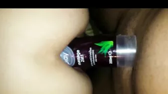 Homemade Double Penetration Anal Sex with Improvised Dildo & Hot Girlfriend