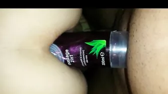 Homemade Double Penetration Anal Sex with Improvised Dildo & Hot Girlfriend