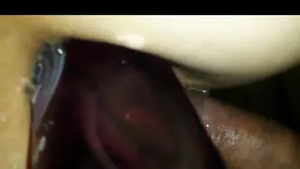 Homemade Double Penetration Anal Sex with Improvised Dildo & Hot Girlfriend