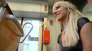 Homemade Porn Video with Messy Handjobs by Amateur Blondes in Public