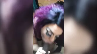 Homemade Interracial TS Blowjob with Big Black Cock & Cum Facial