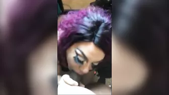 Homemade Interracial TS Blowjob with Big Black Cock & Cum Facial