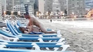 Uninhibited Amateurs Fuck on Beach Sunlounge in Public