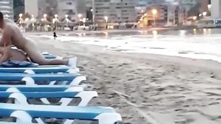 Uninhibited Amateurs Fuck on Beach Sunlounge in Public