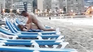 Uninhibited Amateurs Fuck on Beach Sunlounge in Public