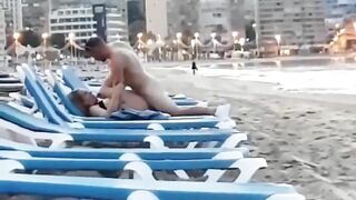 Uninhibited Amateurs Fuck on Beach Sunlounge in Public