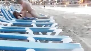 Uninhibited Amateurs Fuck on Beach Sunlounge in Public