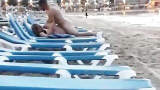 Uninhibited Amateurs Fuck on Beach Sunlounge in Public