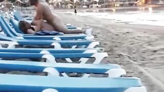 Uninhibited Amateurs Fuck on Beach Sunlounge in Public