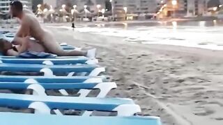 Uninhibited Amateurs Fuck on Beach Sunlounge in Public