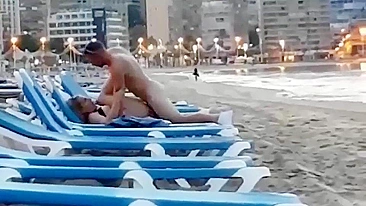 Uninhibited Amateurs Fuck on Beach Sunlounge in Public