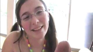 Step Daughter Submissive Blowjob in Homemade Role Play with Glasses