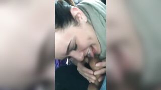 Homemade Blowjob on Crowded Bus with Horny Girlfriend