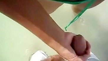 Homemade Beach Bikini Handjob with Cumshot and Stroking