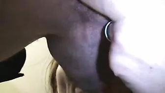 MILF Wife Messy Blowjob with Leather Strap and Cumshot