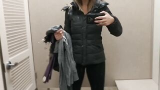 Homemade Squirt Orgasm with Big Boobs in Public Dressing Room