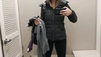 Homemade Squirt Orgasm with Big Boobs in Public Dressing Room