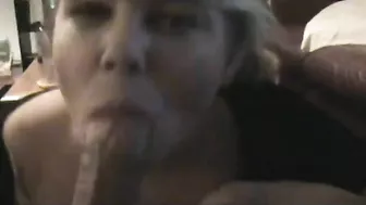 Homemade Blowjob with Cum Swallowing by BBW Blonde Girlfriend