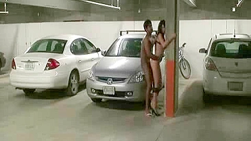 Public Exhibitionist Couple Wild Homemade Sex with Lingerie and Heels