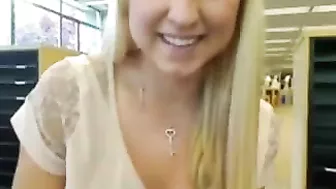 Homemade Squirt Orgasm in Public with Big Tits Teen