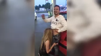 Public Blowjob Exhibition with Girlfriend at Gas Station