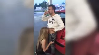 Public Blowjob Exhibition with Girlfriend at Gas Station