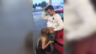 Public Blowjob Exhibition with Girlfriend at Gas Station