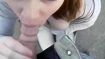 Homemade German Blowjob on Public Street with Cum Swallowed